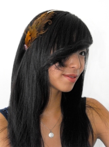 Golden Brown feathered hairband